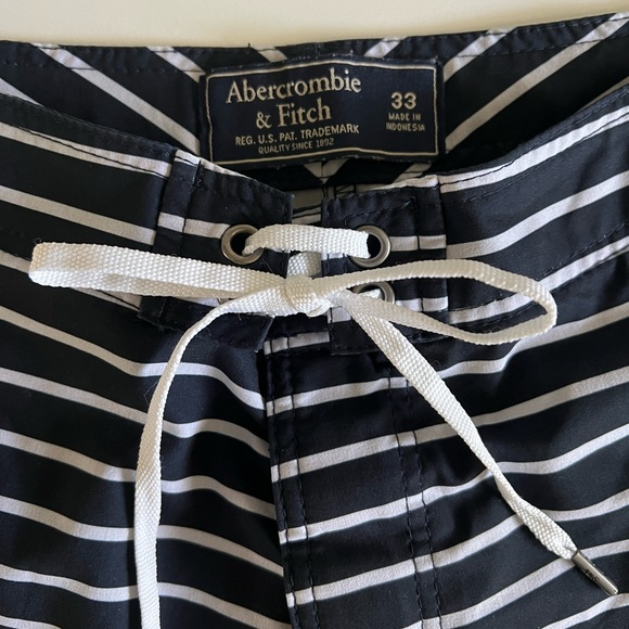 Abercrombie & Fitch Navy & White Nautical Striped Swim Trunks NWOT 33 - Picture 4 of 12